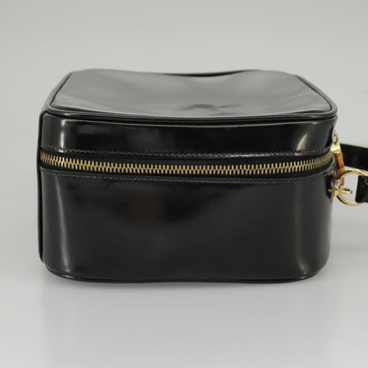 GUCCI Bamboo Vanity Hand Bag Patent 2way Black 000 3270 0323  ar12726