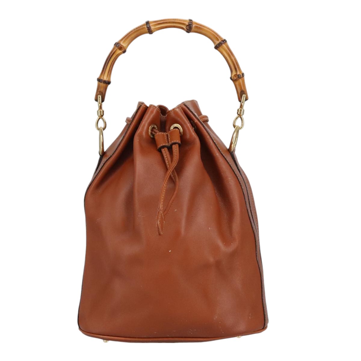 GUCCI Bamboo Hand Bag Leather 2way Brown  ar12794