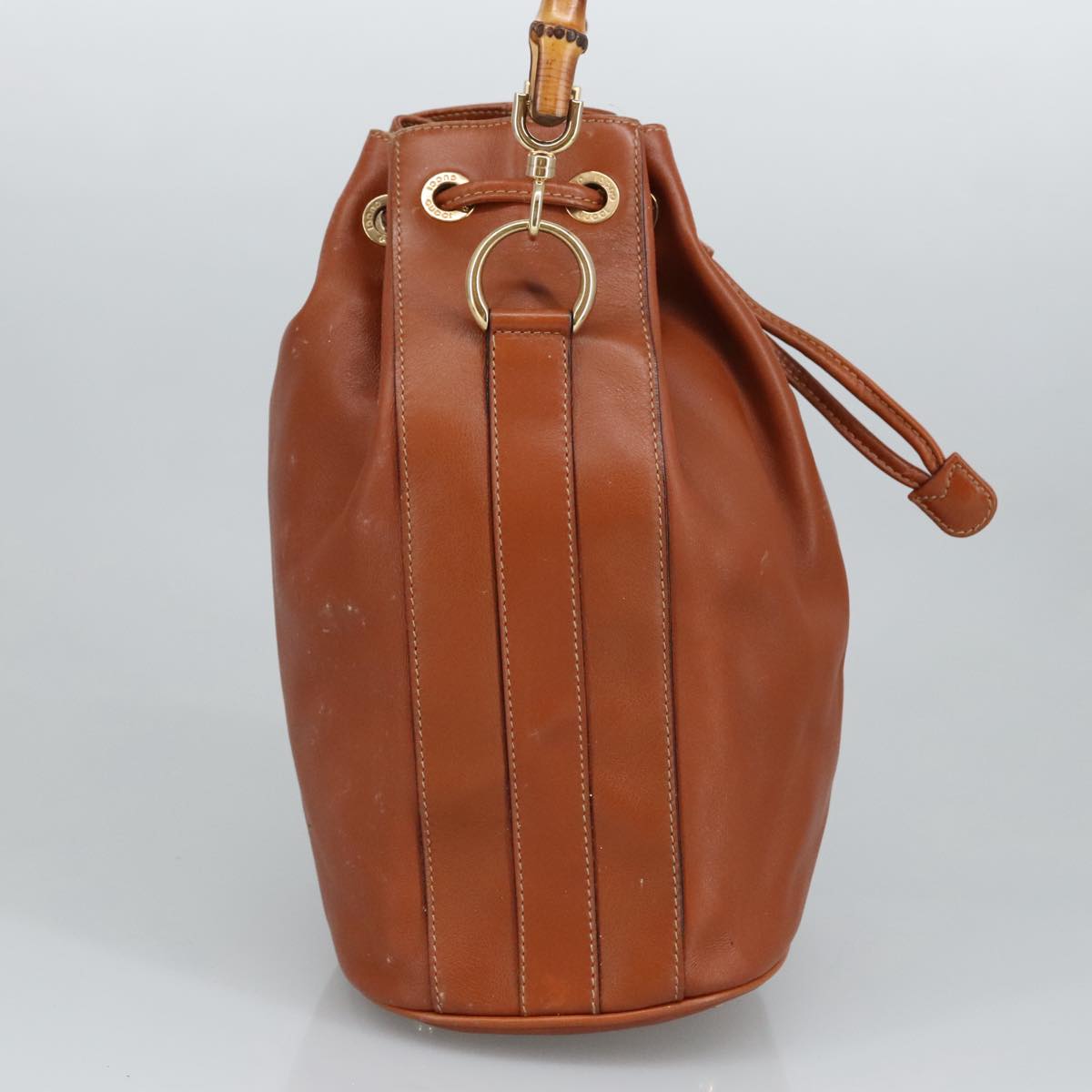 GUCCI Bamboo Hand Bag Leather 2way Brown  ar12794