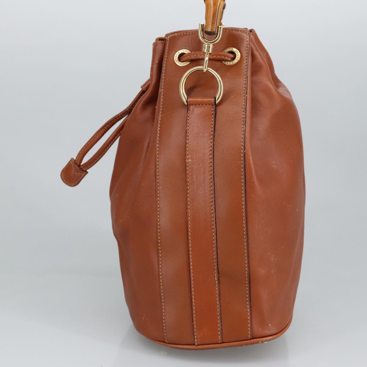 GUCCI Bamboo Hand Bag Leather 2way Brown  ar12794