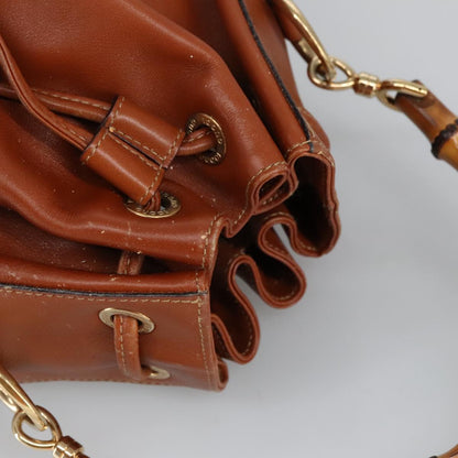 GUCCI Bamboo Hand Bag Leather 2way Brown  ar12794