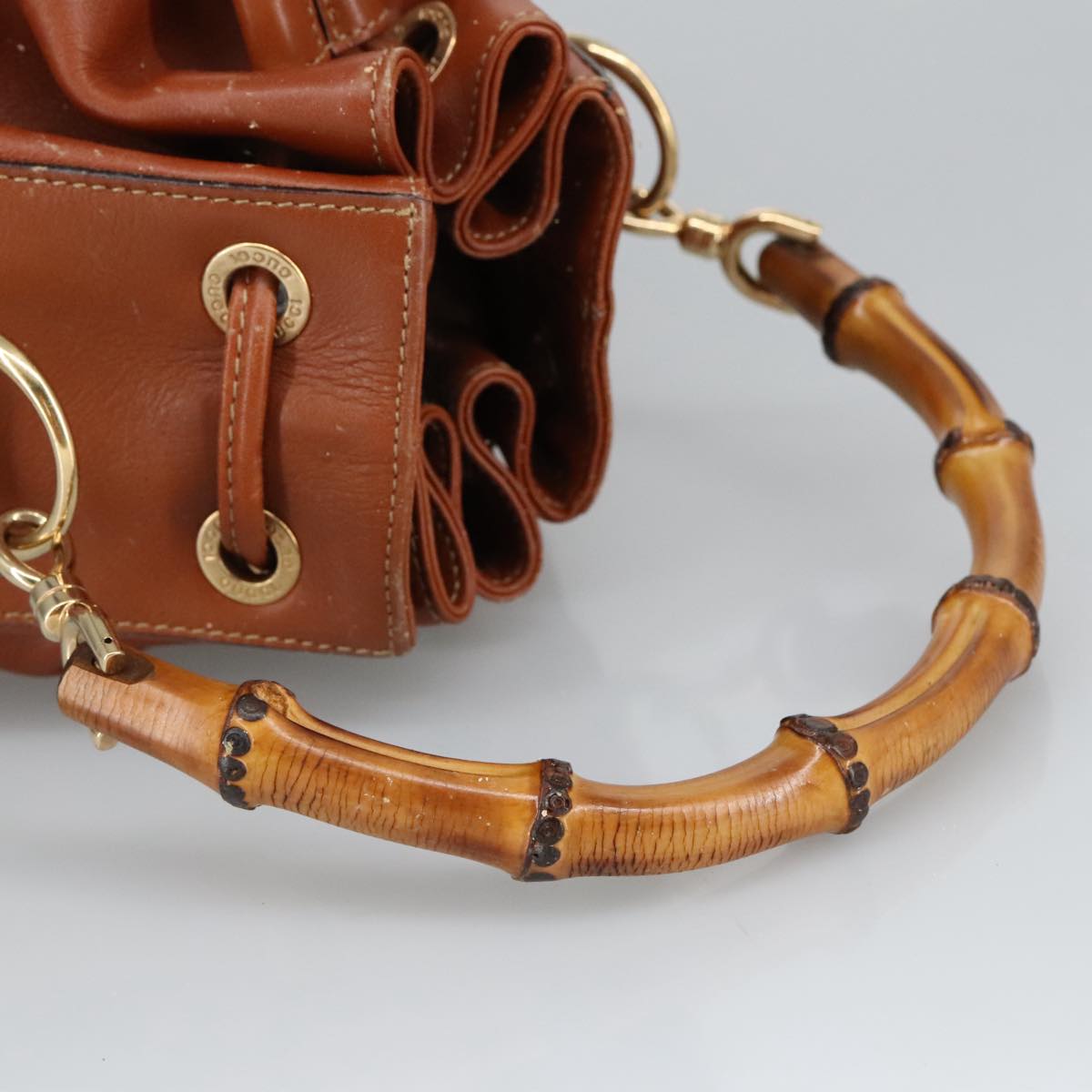 GUCCI Bamboo Hand Bag Leather 2way Brown  ar12794
