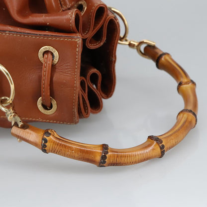 GUCCI Bamboo Hand Bag Leather 2way Brown  ar12794