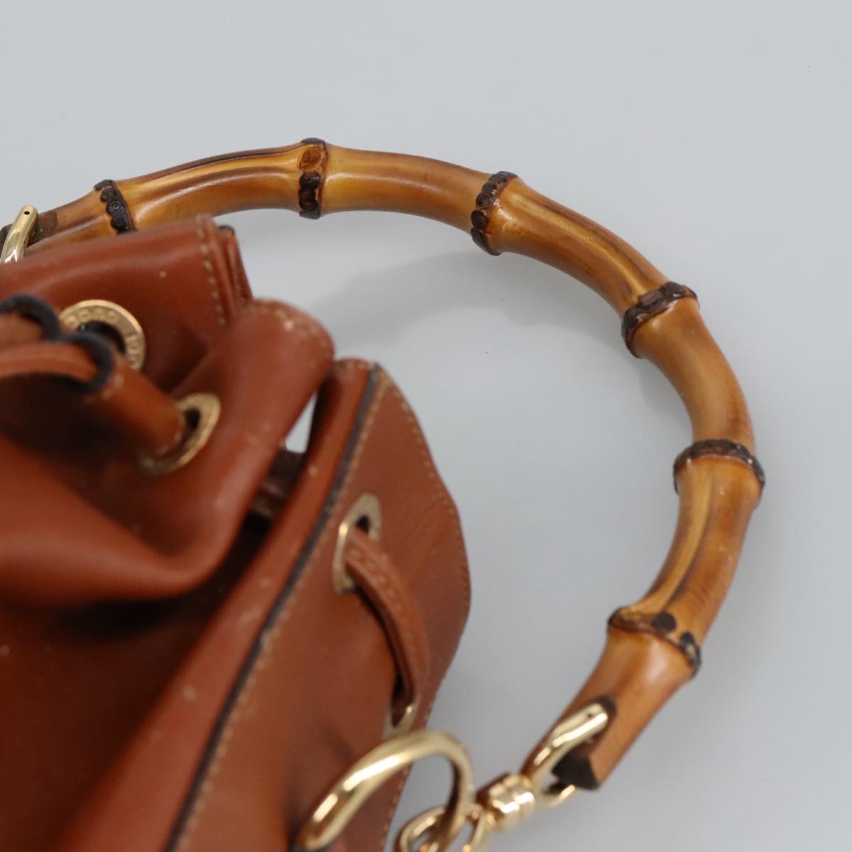GUCCI Bamboo Hand Bag Leather 2way Brown  ar12794