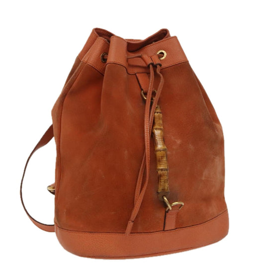 GUCCI Bamboo Backpack Suede Leather Orange  ar12817
