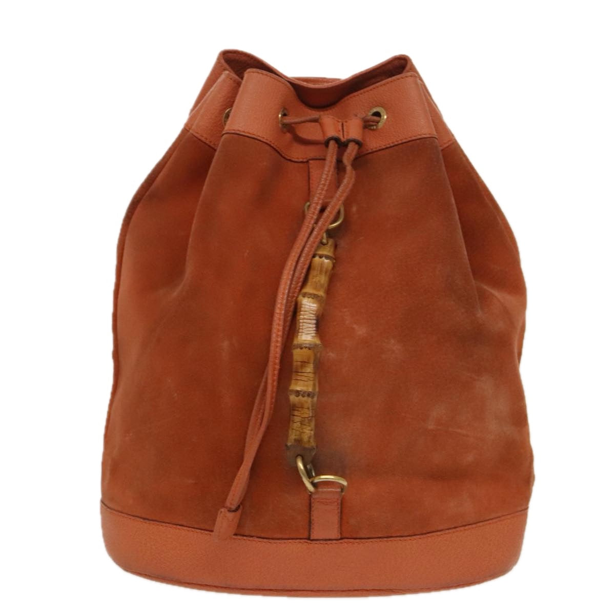GUCCI Bamboo Backpack Suede Leather Orange  ar12817