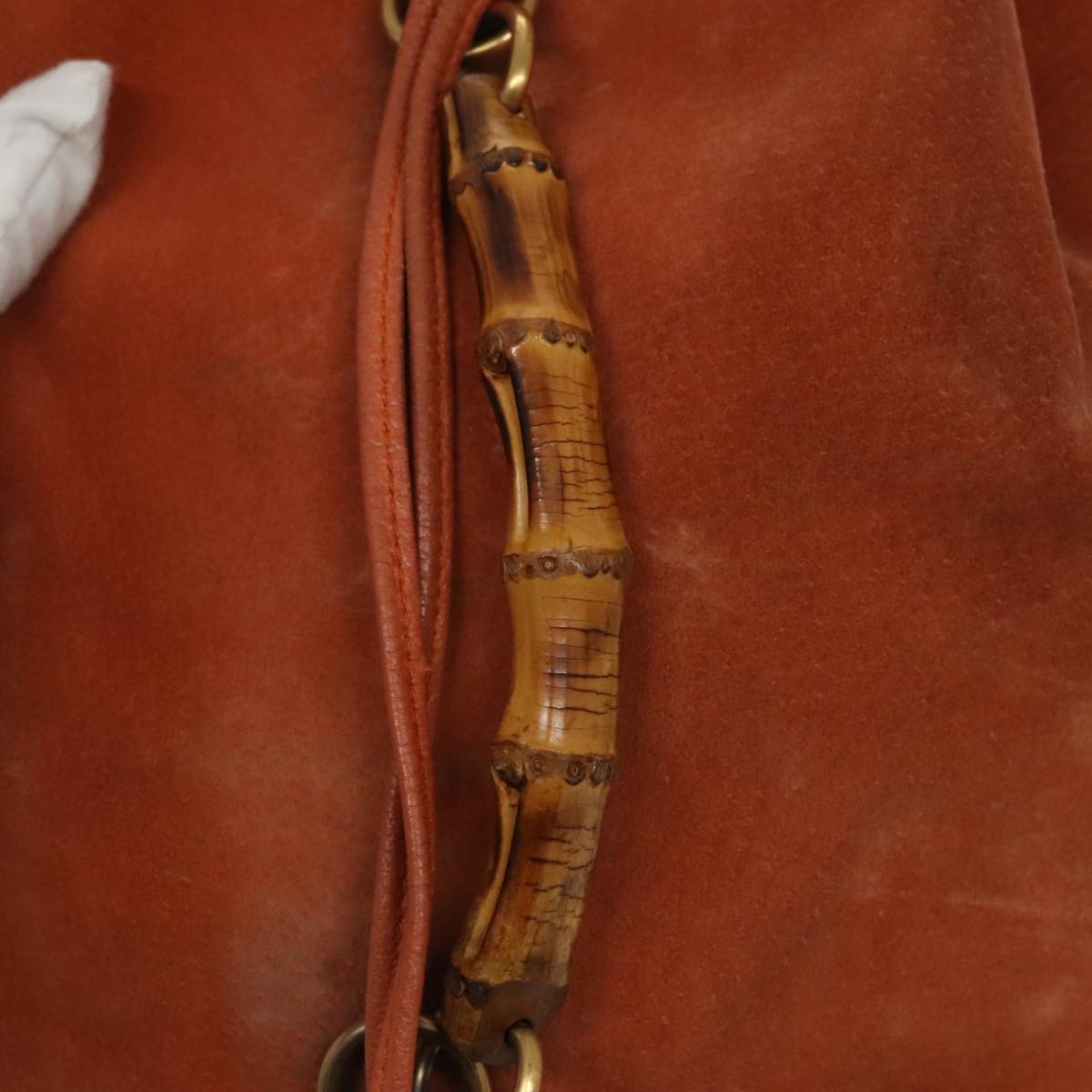 GUCCI Bamboo Backpack Suede Leather Orange  ar12817