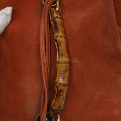 GUCCI Bamboo Backpack Suede Leather Orange  ar12817