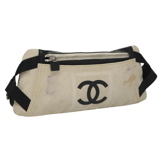 CHANEL Sports Shoulder Bag Canvas Beige CC ar13196