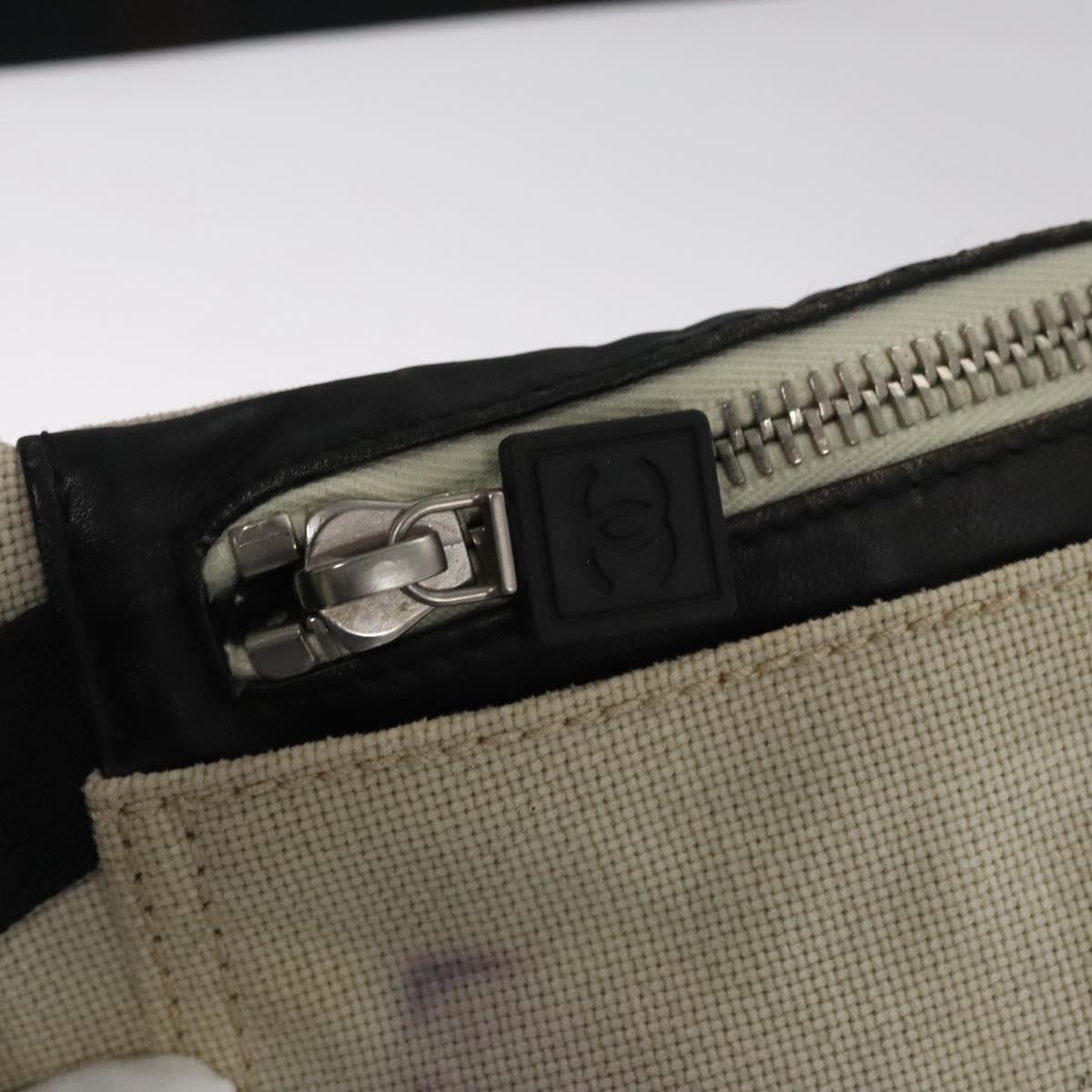 CHANEL Sports Shoulder Bag Canvas Beige CC ar13196