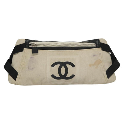 CHANEL Sports Shoulder Bag Canvas Beige CC ar13196