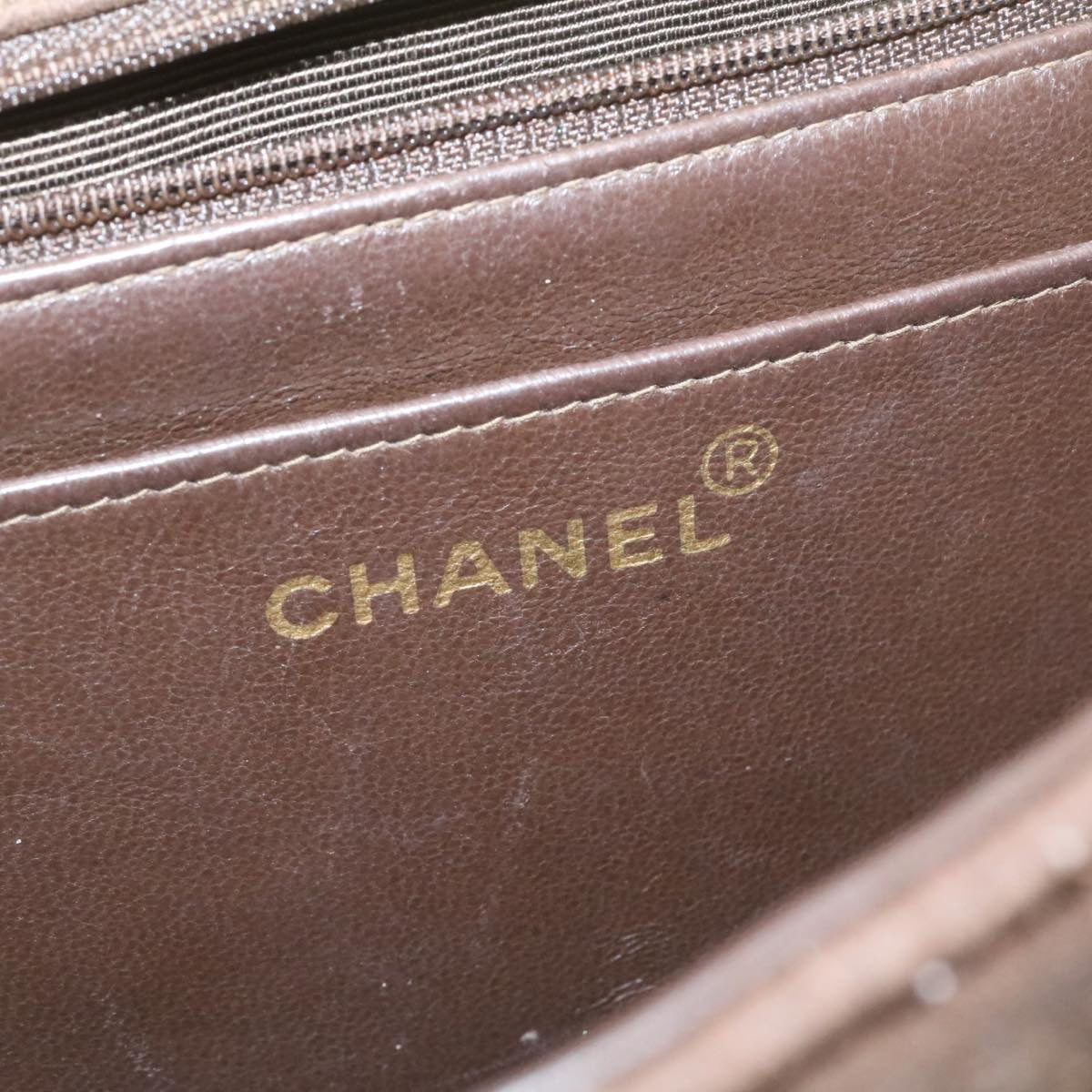 CHANEL Matelasse 30 Double Chain flap Shoulder Bag Suede Brown CC ar4582