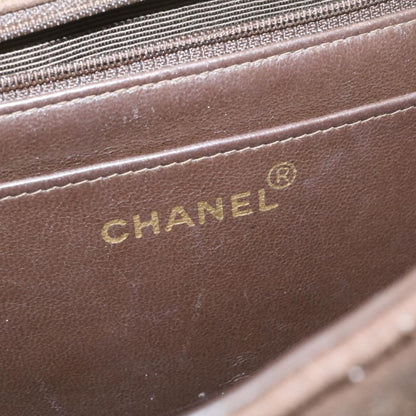 CHANEL Matelasse 30 Double Chain flap Shoulder Bag Suede Brown CC ar4582