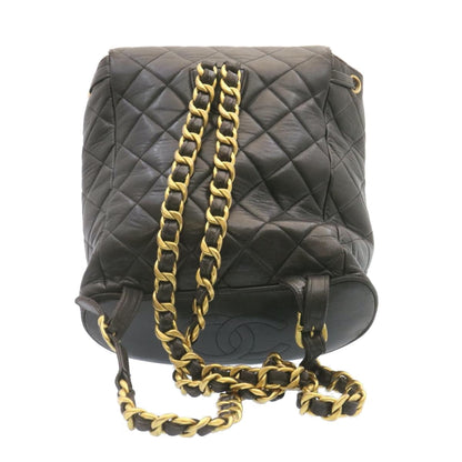 CHANEL Matelasse Backpack Leather Black Gold Tone CC ar4662A