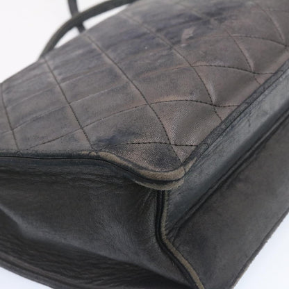 CHANEL Matelasse Shoulder Bag Lamb Skin Black Gold CC ar5310A