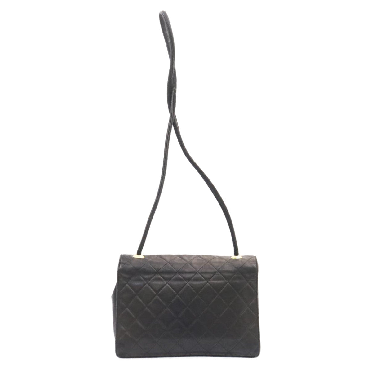 CHANEL Matelasse Shoulder Bag Lamb Skin Black Gold CC ar5310A