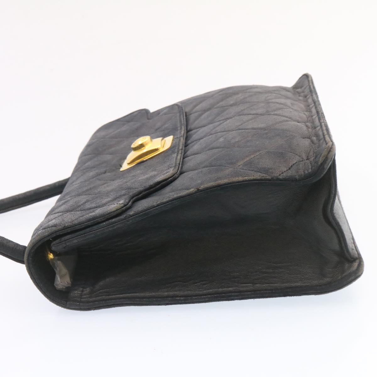 CHANEL Matelasse Shoulder Bag Lamb Skin Black Gold CC ar5310A