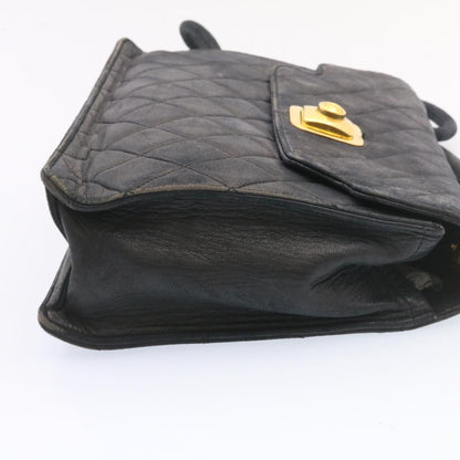 CHANEL Matelasse Shoulder Bag Lamb Skin Black Gold CC ar5310A