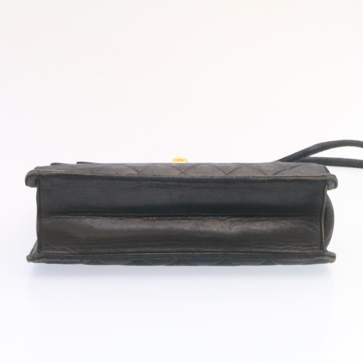 CHANEL Matelasse Shoulder Bag Lamb Skin Black Gold CC ar5310A