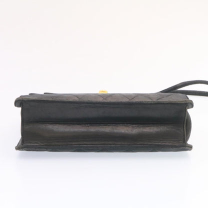 CHANEL Matelasse Shoulder Bag Lamb Skin Black Gold CC ar5310A