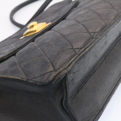CHANEL Matelasse Shoulder Bag Lamb Skin Black Gold CC ar5310A