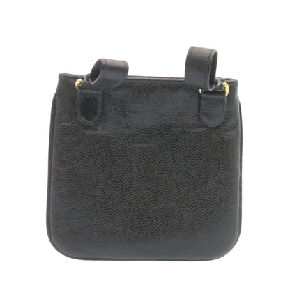 CHANEL Caviar Skin Waist Pouch Leather Black CC ar5893A