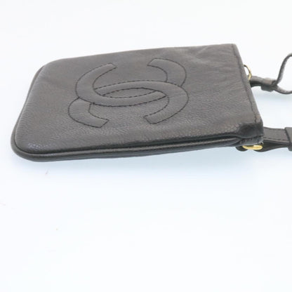 CHANEL Caviar Skin Waist Pouch Leather Black CC ar5893A