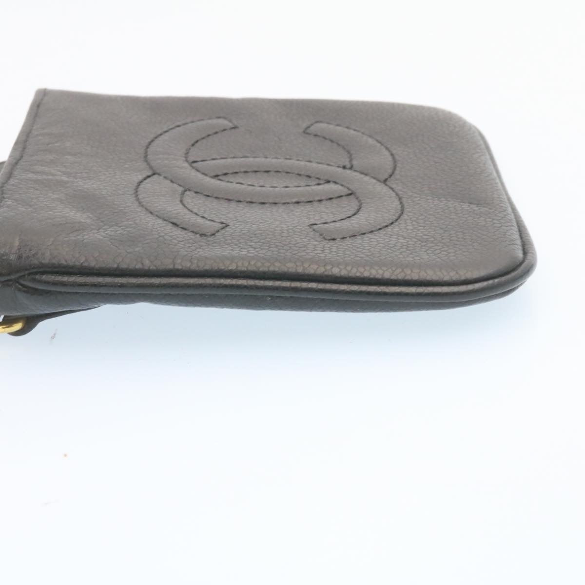 CHANEL Caviar Skin Waist Pouch Leather Black CC ar5893A