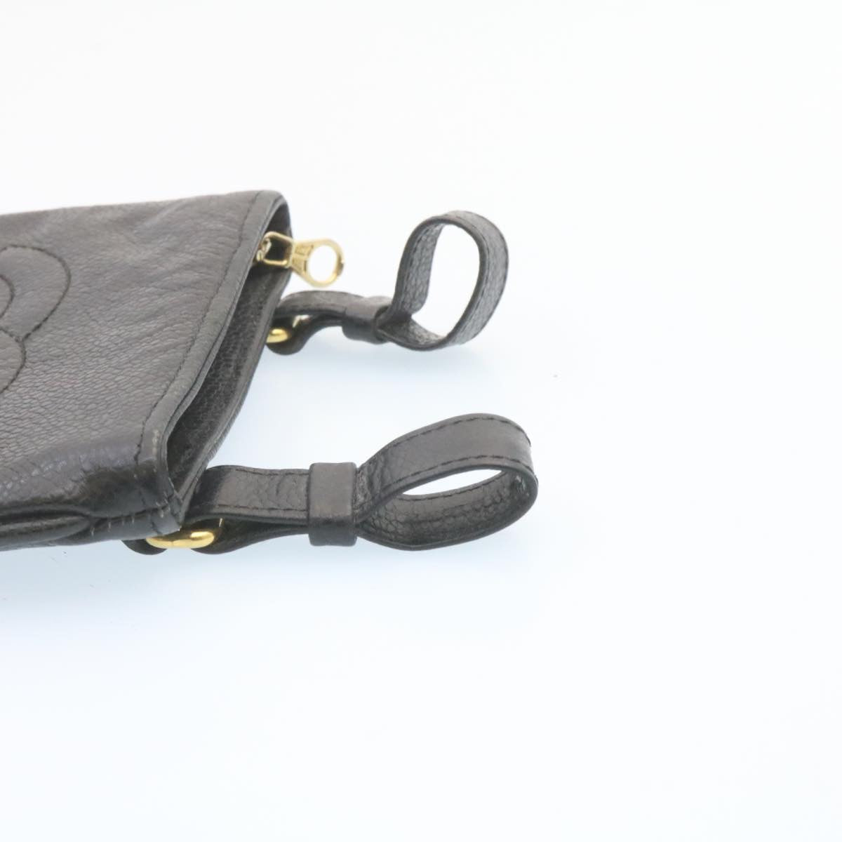 CHANEL Caviar Skin Waist Pouch Leather Black CC ar5893A