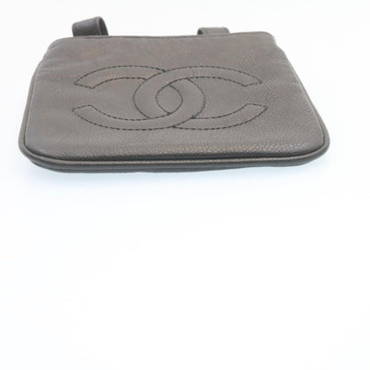 CHANEL Caviar Skin Waist Pouch Leather Black CC ar5893A
