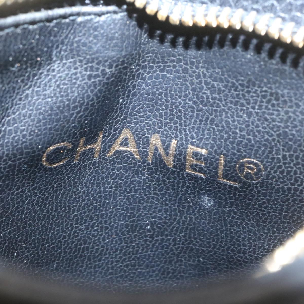 CHANEL Caviar Skin Waist Pouch Leather Black CC ar5893A