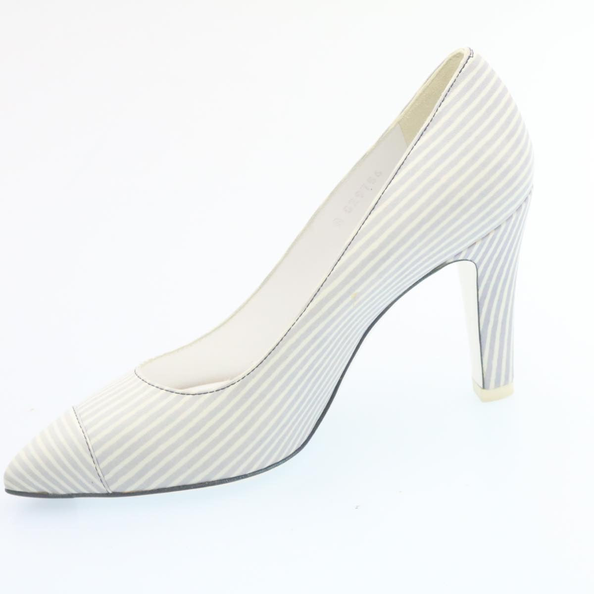 CHANEL Striped high heels pumps Leather Pink CC ar6007A
