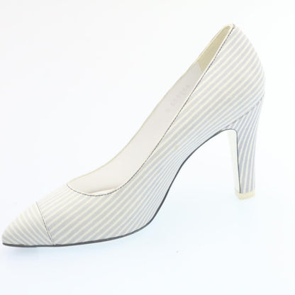 CHANEL Striped high heels pumps Leather Pink CC ar6007A