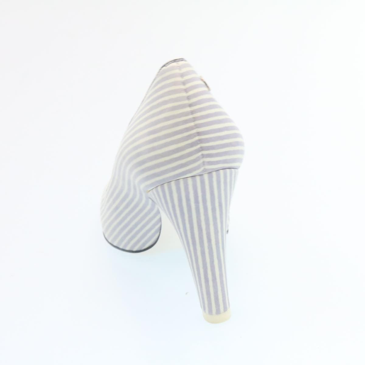 CHANEL Striped high heels pumps Leather Pink CC ar6007A