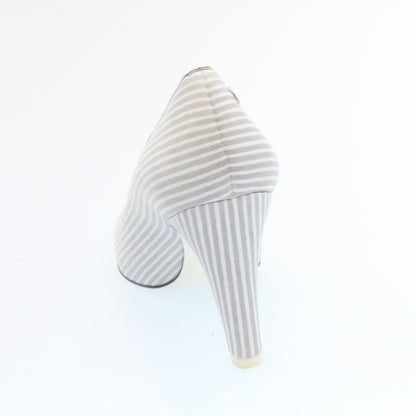 CHANEL Striped high heels pumps Leather Pink CC ar6007A
