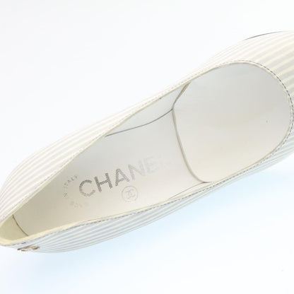 CHANEL Striped high heels pumps Leather Pink CC ar6007A