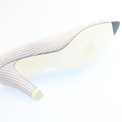 CHANEL Striped high heels pumps Leather Pink CC ar6007A