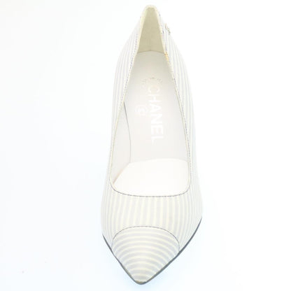 CHANEL Striped high heels pumps Leather Pink CC ar6007A