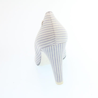 CHANEL Striped high heels pumps Leather Pink CC ar6007A