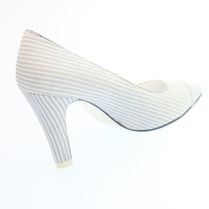 CHANEL Striped high heels pumps Leather Pink CC ar6007A