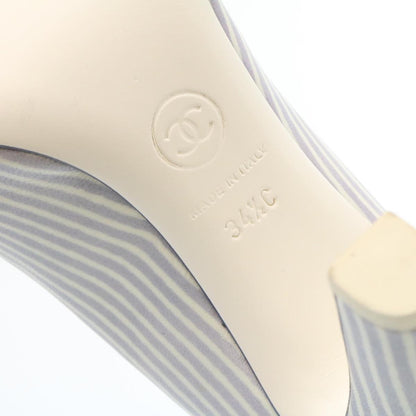 CHANEL Striped high heels pumps Leather Pink CC ar6007A
