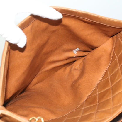 CHANEL Matelasse Chain Shoulder Bag Lamb Skin Brown CC ar8527