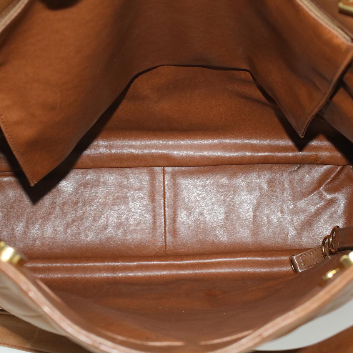 CHANEL Matelasse Chain Shoulder Bag Lamb Skin Brown CC ar8527