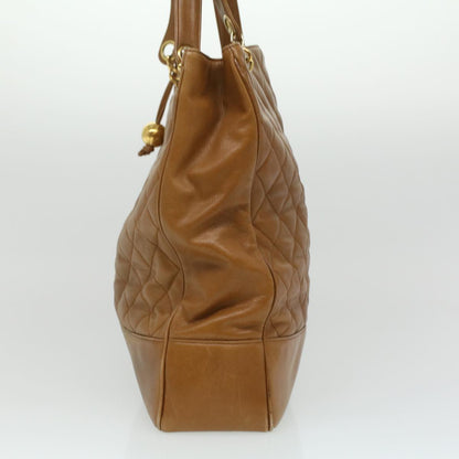CHANEL Matelasse Chain Shoulder Bag Lamb Skin Brown CC ar8527