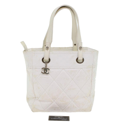 CHANEL Shoulder Bag Coated Canvas White CC ar9716