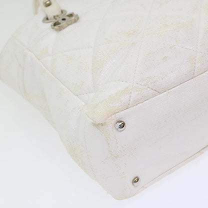 CHANEL Shoulder Bag Coated Canvas White CC ar9716