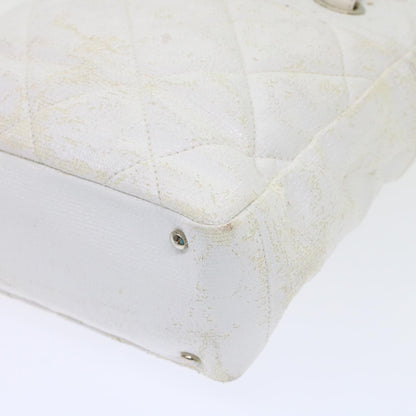 CHANEL Shoulder Bag Coated Canvas White CC ar9716