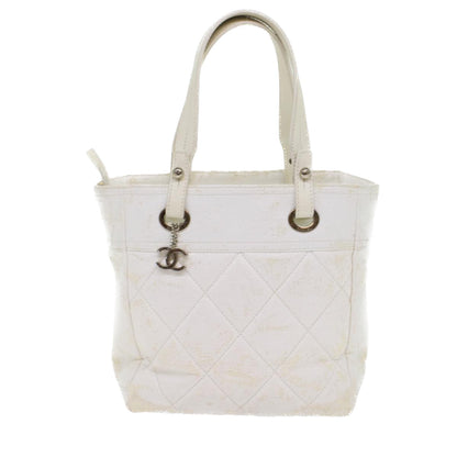 CHANEL Shoulder Bag Coated Canvas White CC ar9716