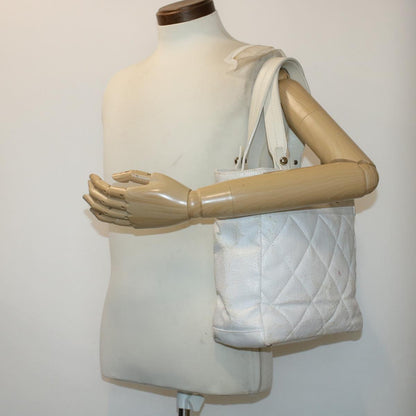 CHANEL Shoulder Bag Coated Canvas White CC ar9716