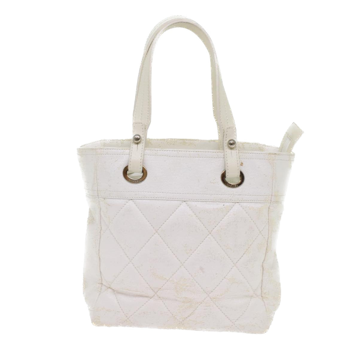 CHANEL Shoulder Bag Coated Canvas White CC ar9716